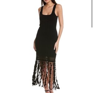 SIMKHAI Signa Lattice Fringe Midi Dress